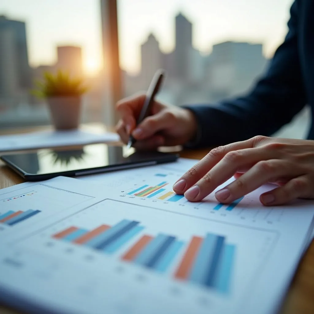 Financial professional reviewing asset performance charts