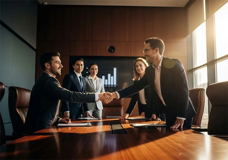 Business family completing a strategic agreement